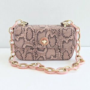 Topshop Shoulder Bag Pink Snake Print Baguette Maximalist Cocktail Party Kawaii